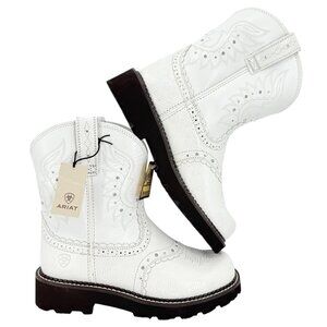 Ariat Fatbaby Womens Gembaby White Snake Emboss Leather Wester Boots Sz 9B NWOB
